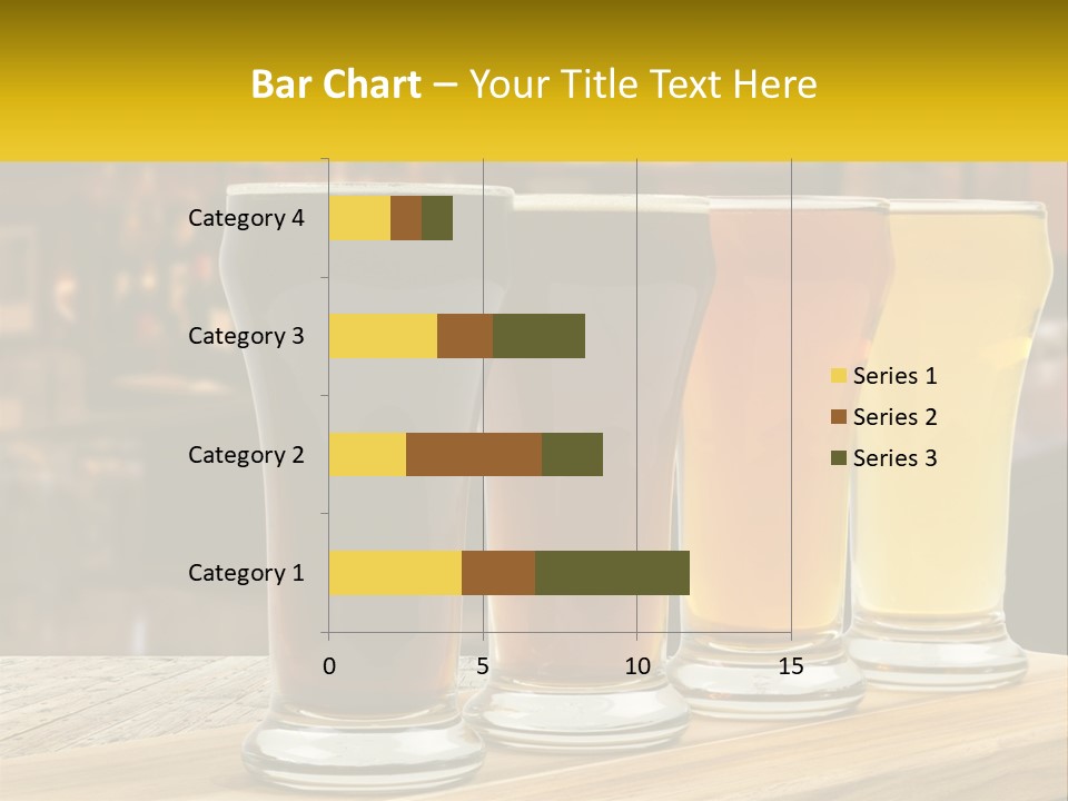 A Row Of Beer Glasses Sitting On Top Of A Wooden Table PowerPoint Template