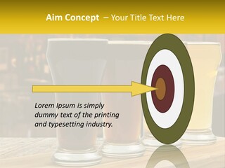 A Row Of Beer Glasses Sitting On Top Of A Wooden Table PowerPoint Template