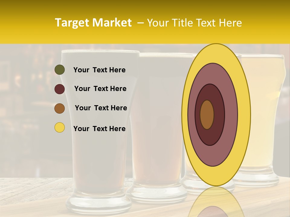 A Row Of Beer Glasses Sitting On Top Of A Wooden Table PowerPoint Template