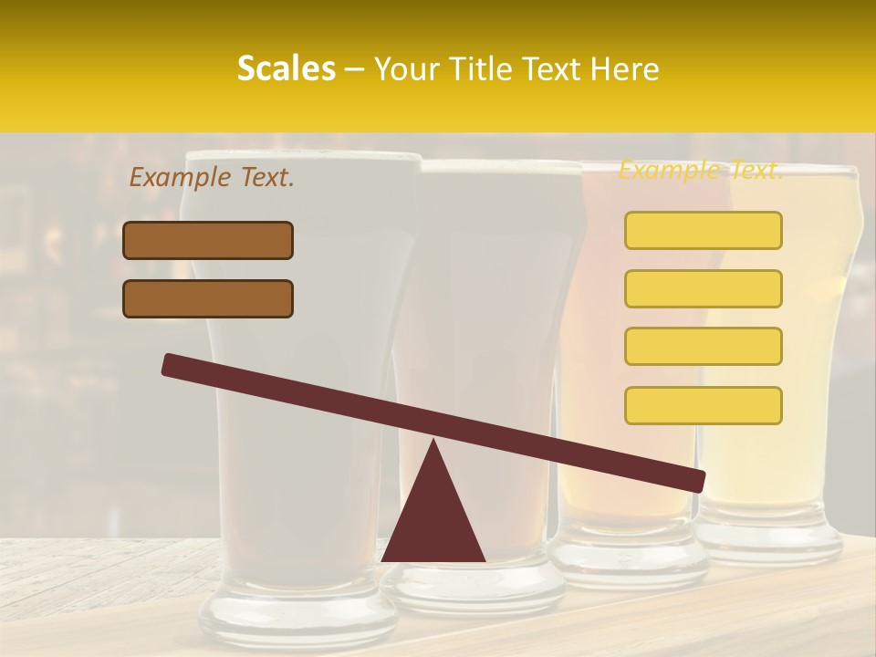 A Row Of Beer Glasses Sitting On Top Of A Wooden Table PowerPoint Template