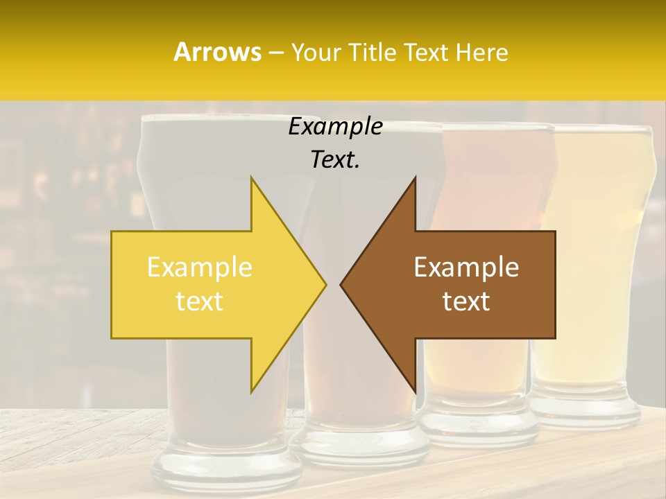 A Row Of Beer Glasses Sitting On Top Of A Wooden Table PowerPoint Template