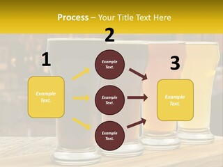 A Row Of Beer Glasses Sitting On Top Of A Wooden Table PowerPoint Template