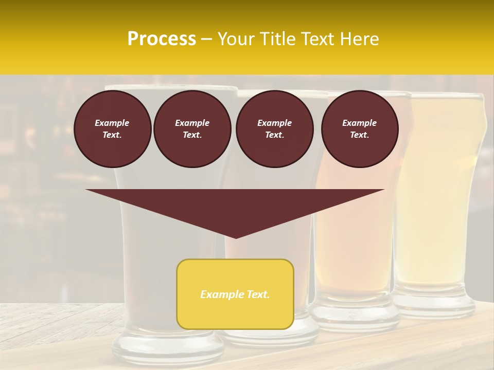 A Row Of Beer Glasses Sitting On Top Of A Wooden Table PowerPoint Template