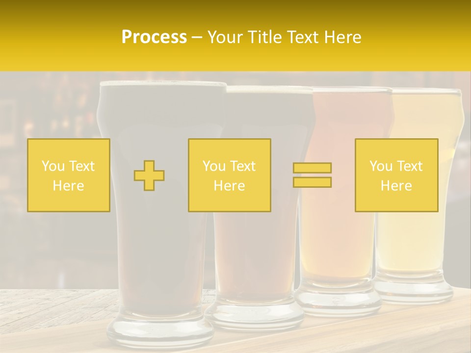 A Row Of Beer Glasses Sitting On Top Of A Wooden Table PowerPoint Template