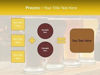 A Row Of Beer Glasses Sitting On Top Of A Wooden Table PowerPoint Template