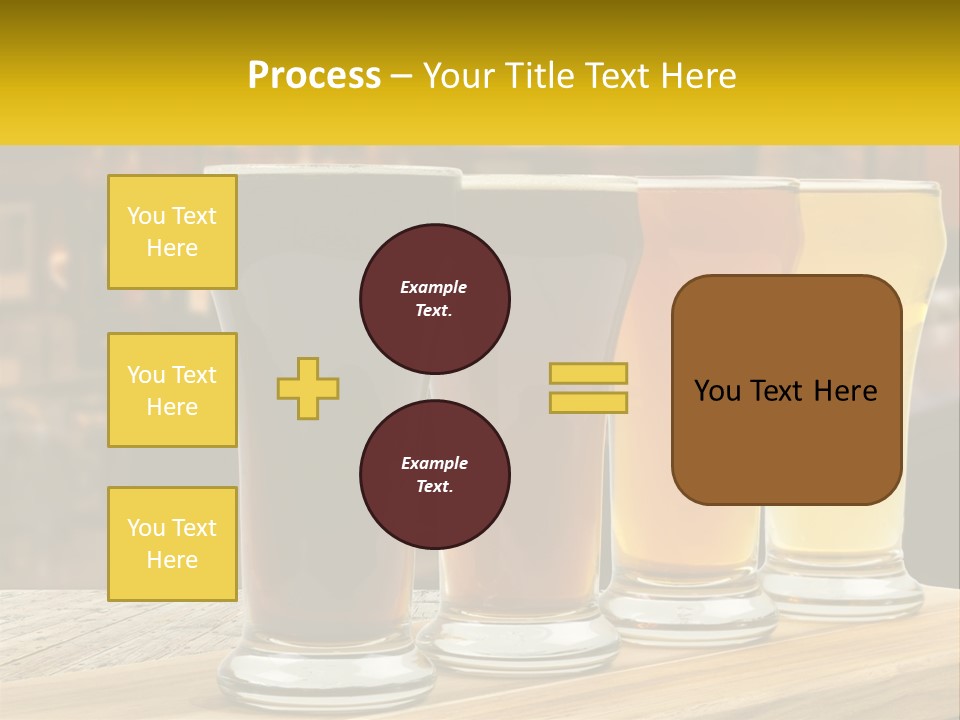 A Row Of Beer Glasses Sitting On Top Of A Wooden Table PowerPoint Template