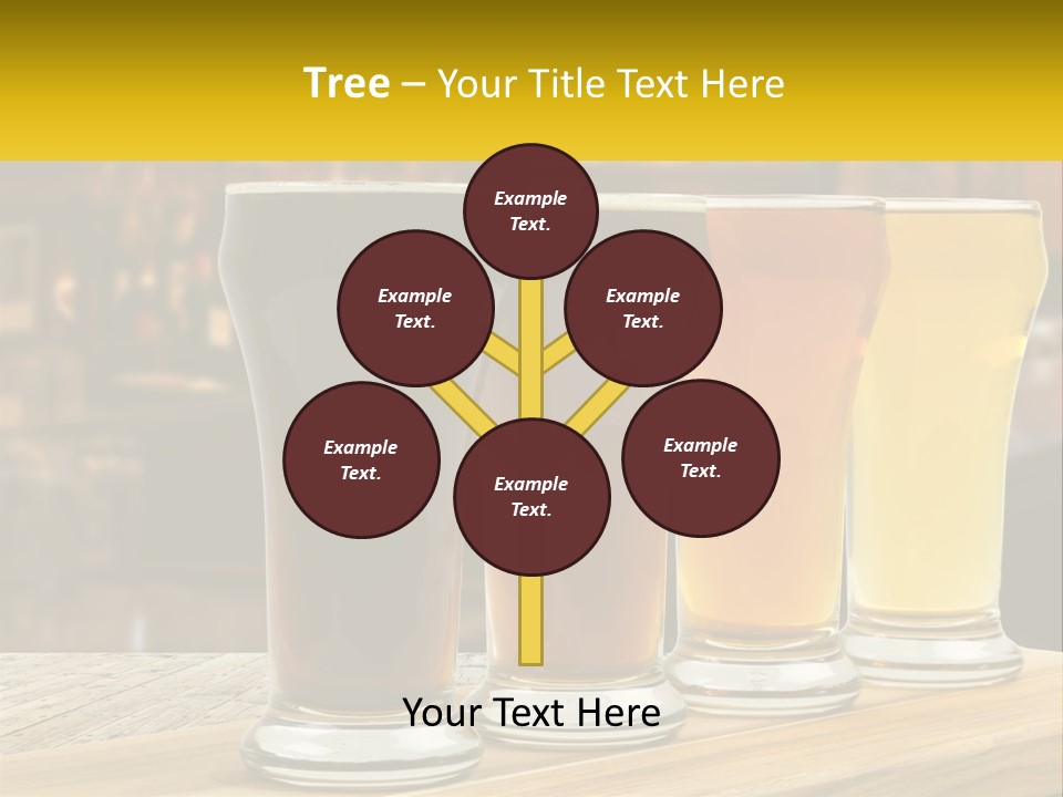 A Row Of Beer Glasses Sitting On Top Of A Wooden Table PowerPoint Template