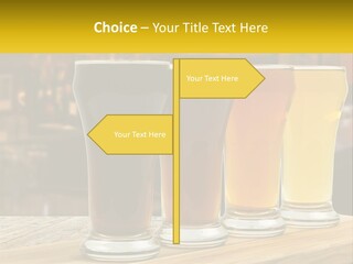 A Row Of Beer Glasses Sitting On Top Of A Wooden Table PowerPoint Template