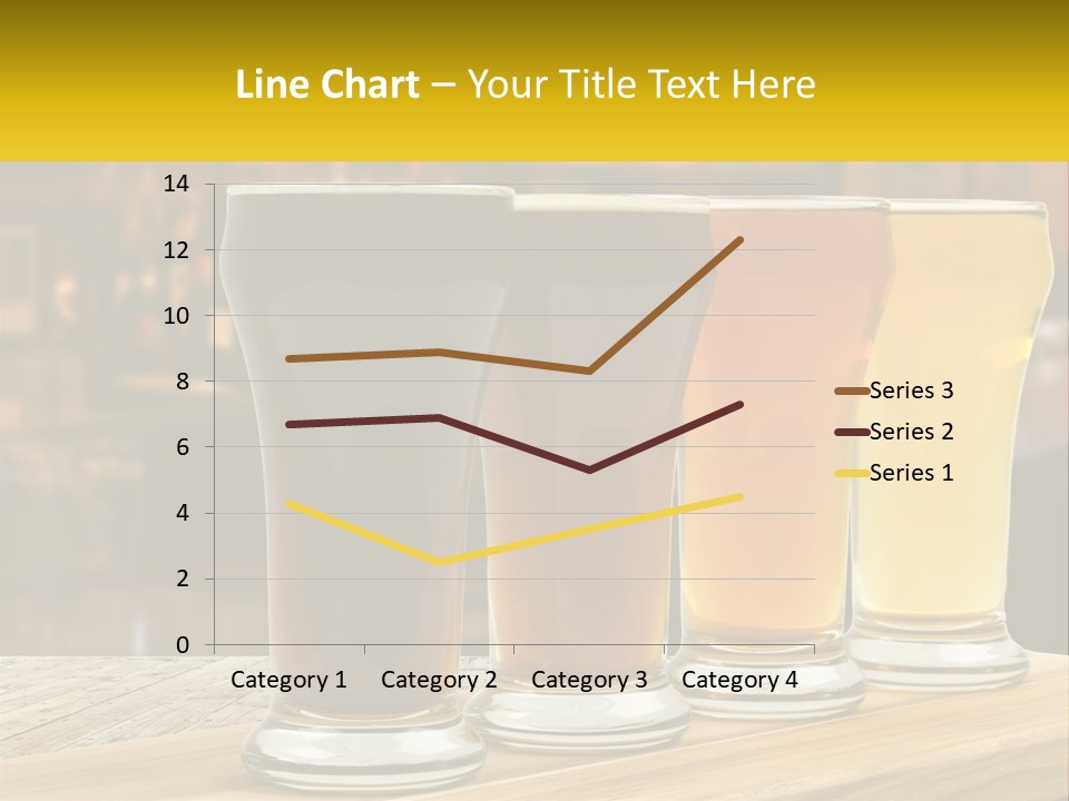 A Row Of Beer Glasses Sitting On Top Of A Wooden Table PowerPoint Template