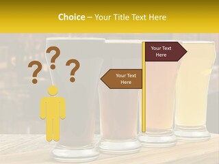 A Row Of Beer Glasses Sitting On Top Of A Wooden Table PowerPoint Template