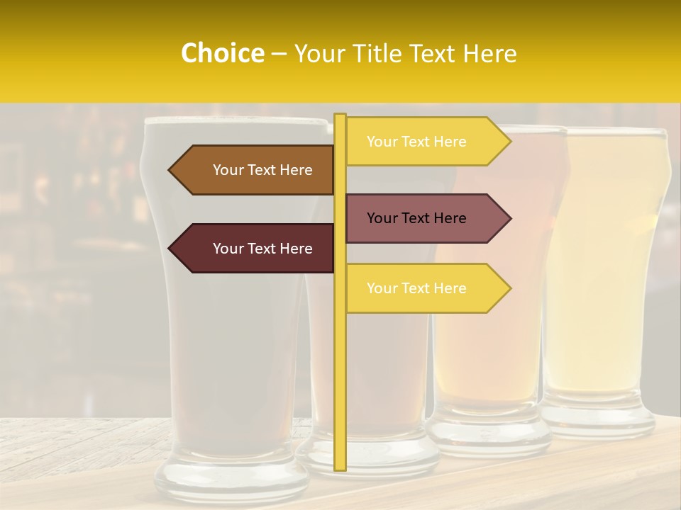 A Row Of Beer Glasses Sitting On Top Of A Wooden Table PowerPoint Template