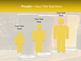A Row Of Beer Glasses Sitting On Top Of A Wooden Table PowerPoint Template