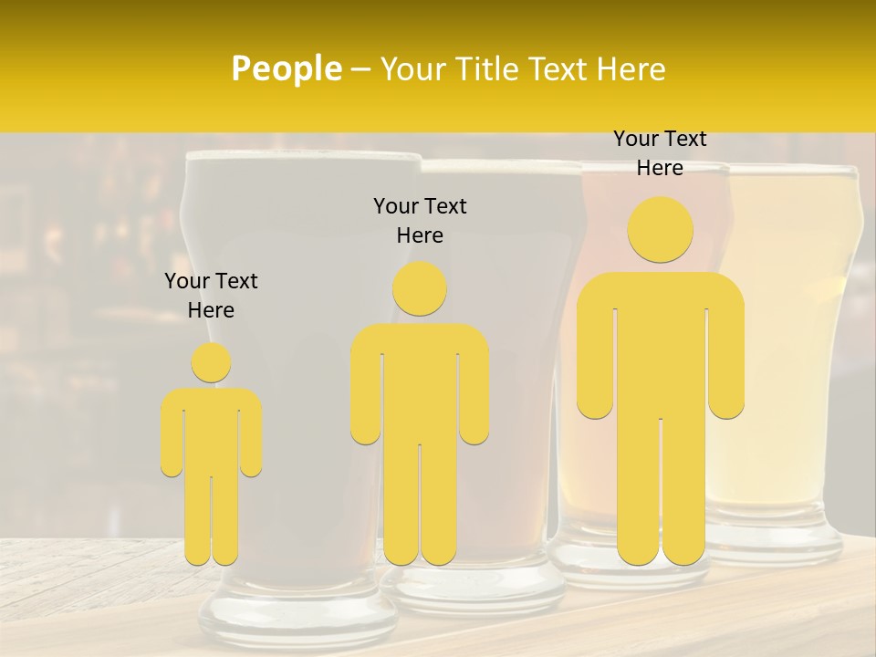 A Row Of Beer Glasses Sitting On Top Of A Wooden Table PowerPoint Template