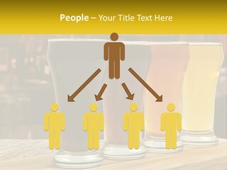 A Row Of Beer Glasses Sitting On Top Of A Wooden Table PowerPoint Template