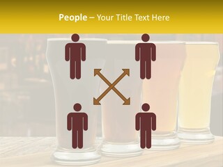 A Row Of Beer Glasses Sitting On Top Of A Wooden Table PowerPoint Template