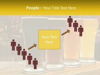 A Row Of Beer Glasses Sitting On Top Of A Wooden Table PowerPoint Template