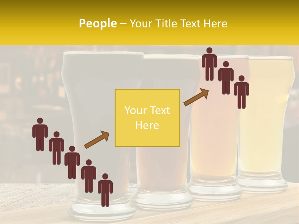 A Row Of Beer Glasses Sitting On Top Of A Wooden Table PowerPoint Template