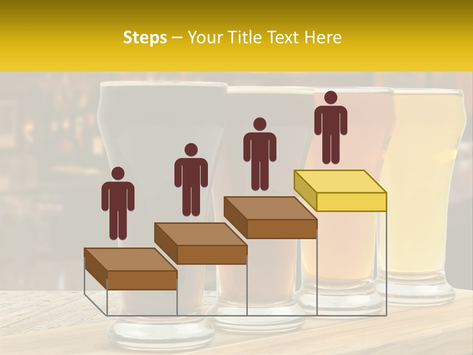 A Row Of Beer Glasses Sitting On Top Of A Wooden Table PowerPoint Template