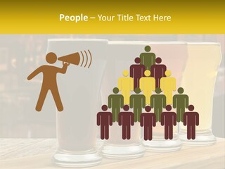 A Row Of Beer Glasses Sitting On Top Of A Wooden Table PowerPoint Template