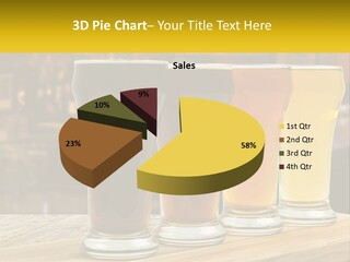 A Row Of Beer Glasses Sitting On Top Of A Wooden Table PowerPoint Template