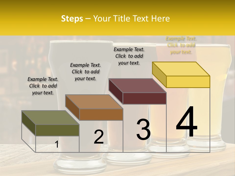 A Row Of Beer Glasses Sitting On Top Of A Wooden Table PowerPoint Template