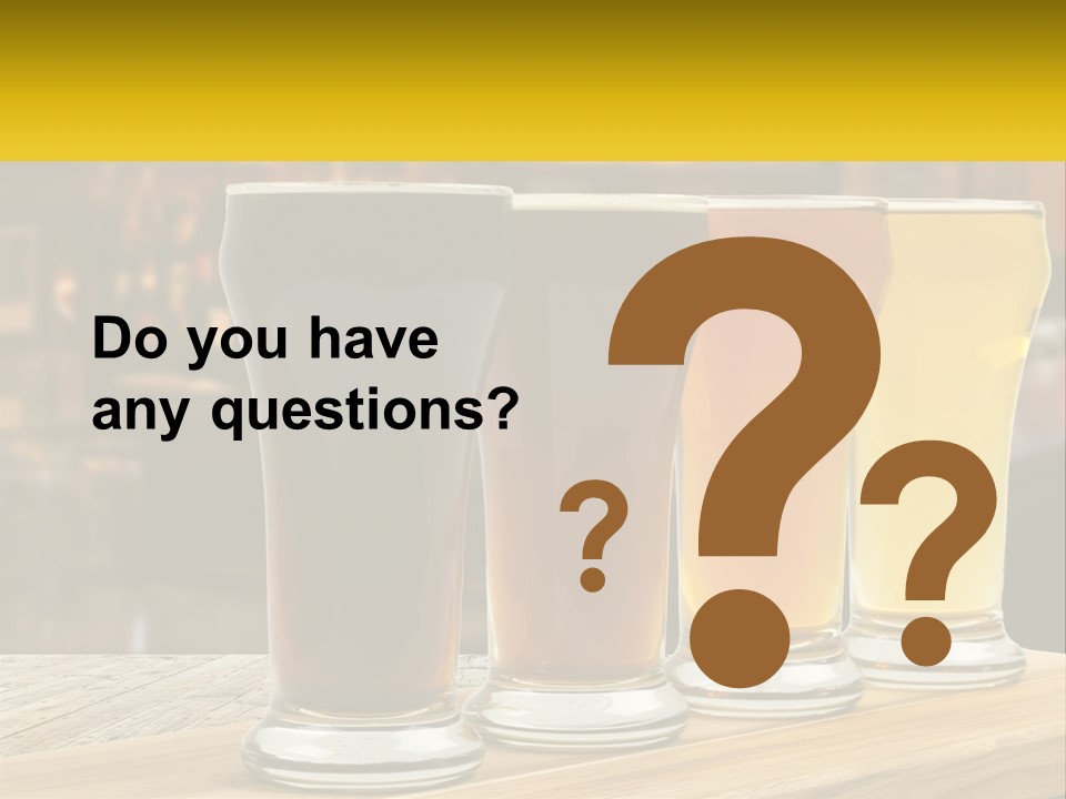 A Row Of Beer Glasses Sitting On Top Of A Wooden Table PowerPoint Template