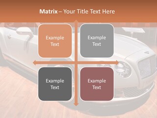 A White Car Is On Display In A Showroom PowerPoint Template