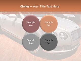 A White Car Is On Display In A Showroom PowerPoint Template