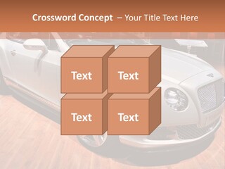 A White Car Is On Display In A Showroom PowerPoint Template