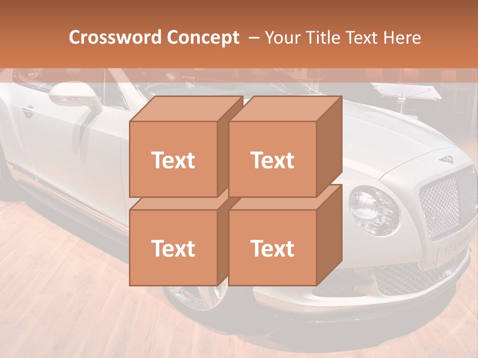 A White Car Is On Display In A Showroom PowerPoint Template