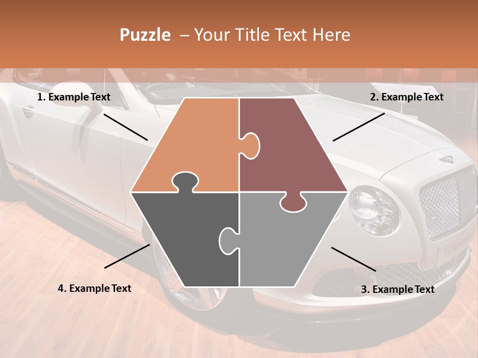 A White Car Is On Display In A Showroom PowerPoint Template