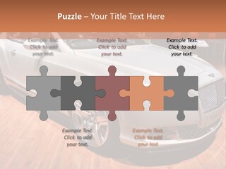 A White Car Is On Display In A Showroom PowerPoint Template