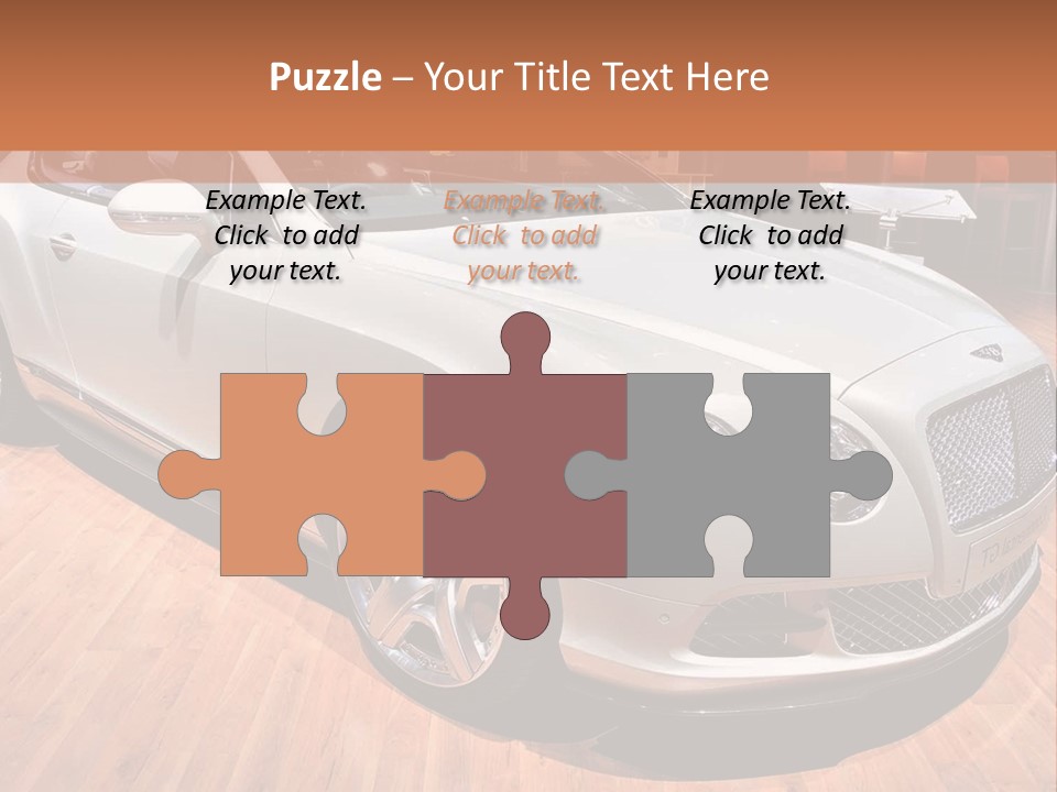 A White Car Is On Display In A Showroom PowerPoint Template