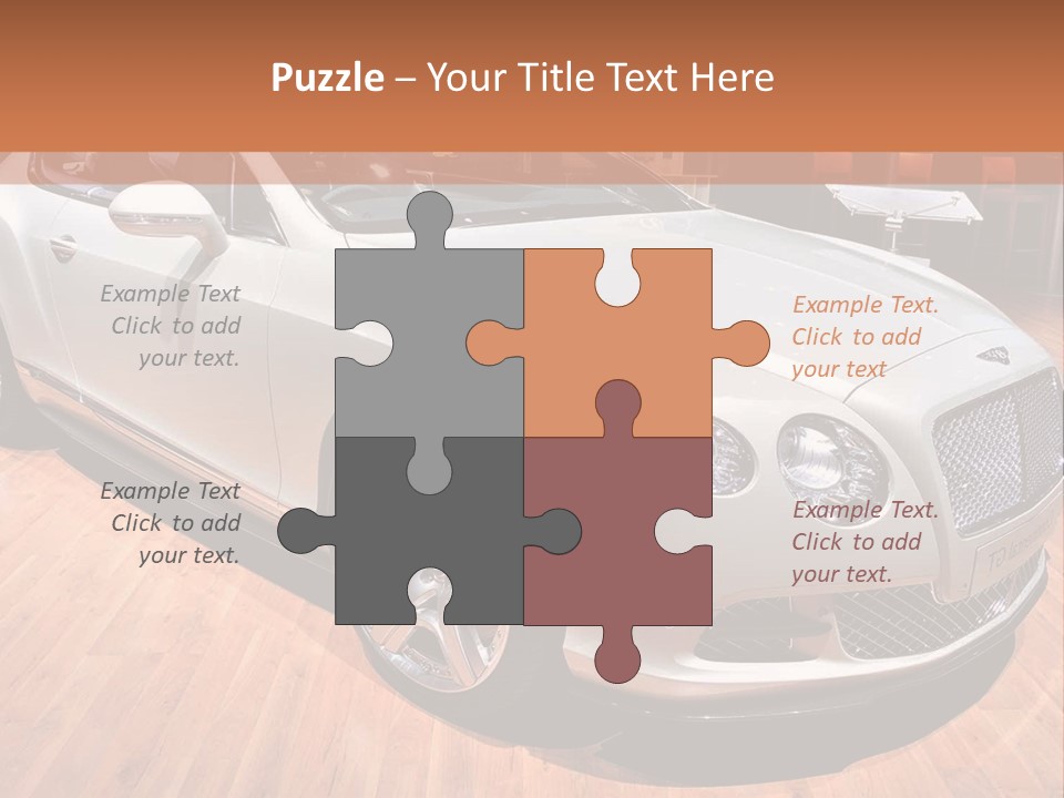 A White Car Is On Display In A Showroom PowerPoint Template
