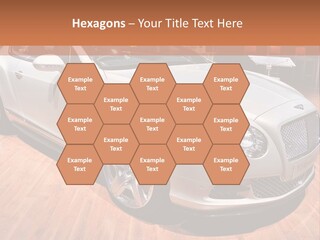 A White Car Is On Display In A Showroom PowerPoint Template
