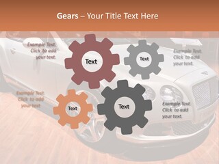 A White Car Is On Display In A Showroom PowerPoint Template