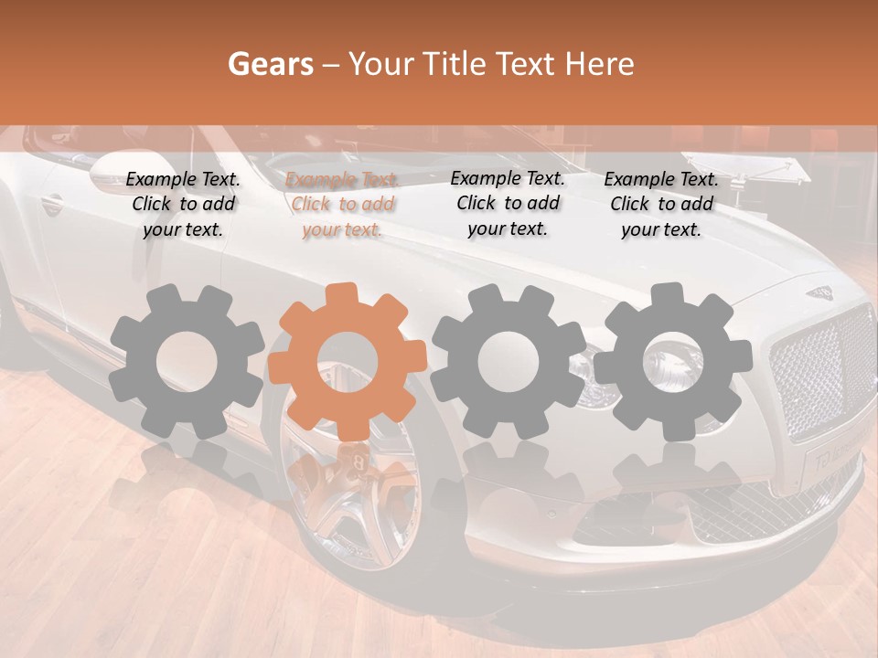 A White Car Is On Display In A Showroom PowerPoint Template