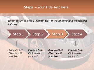 A White Car Is On Display In A Showroom PowerPoint Template