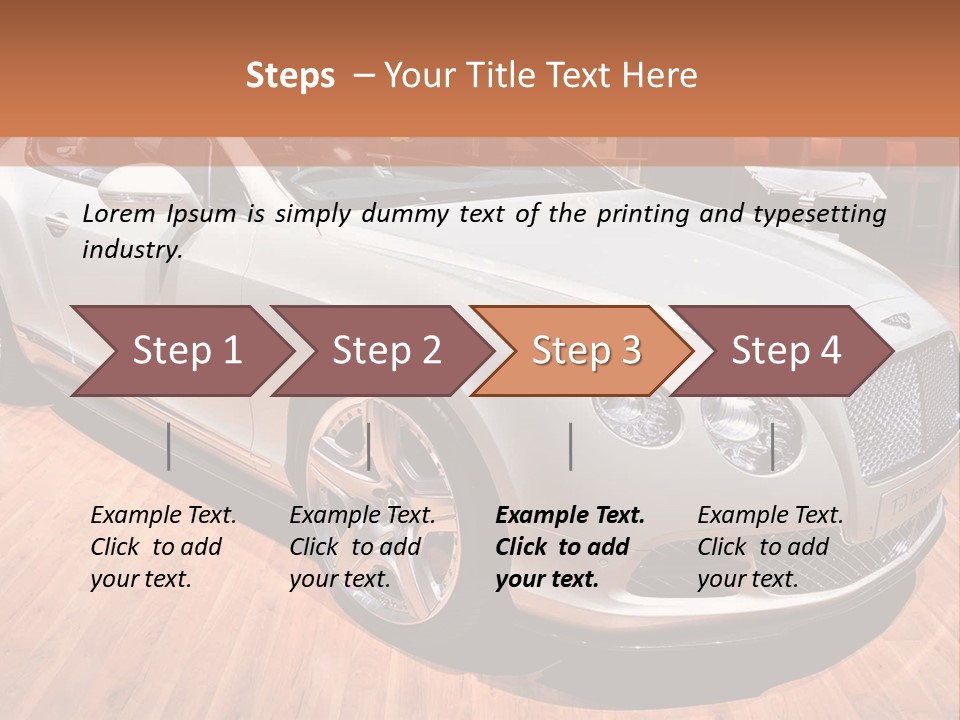 A White Car Is On Display In A Showroom PowerPoint Template