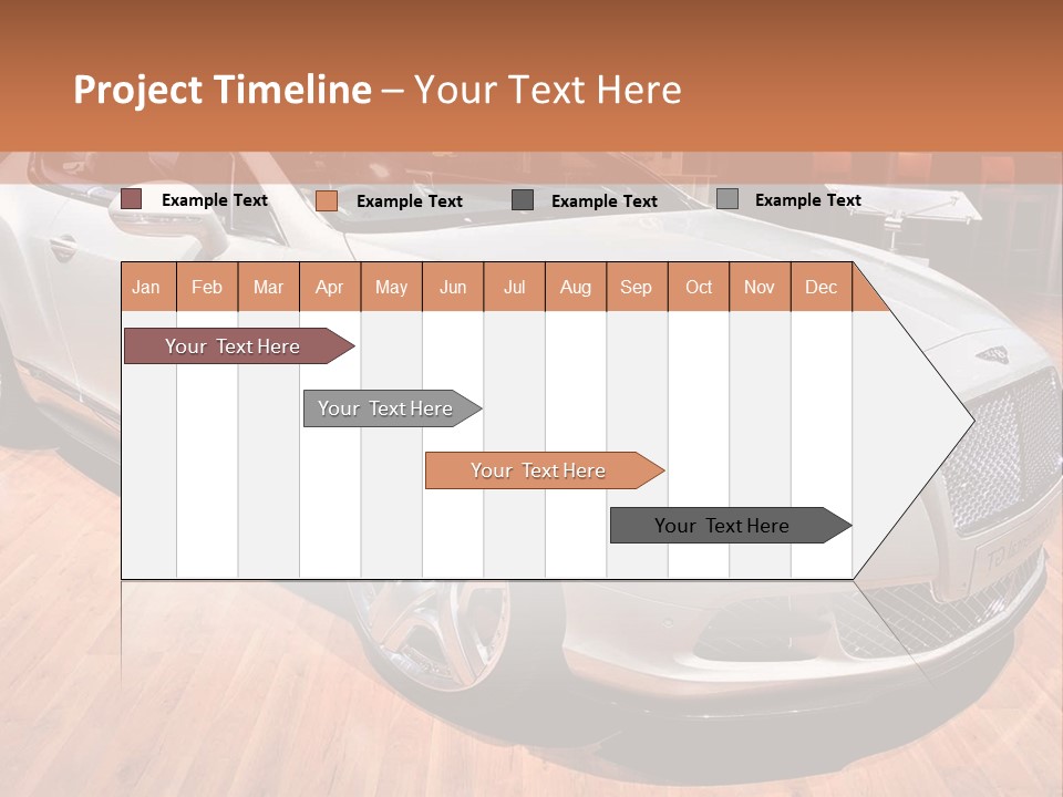 A White Car Is On Display In A Showroom PowerPoint Template