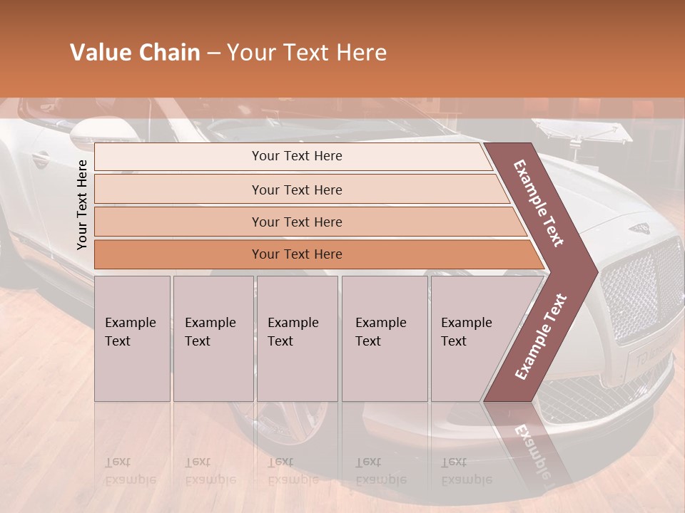 A White Car Is On Display In A Showroom PowerPoint Template