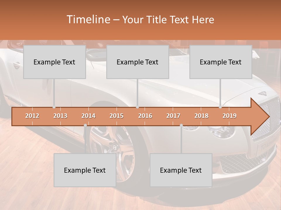 A White Car Is On Display In A Showroom PowerPoint Template