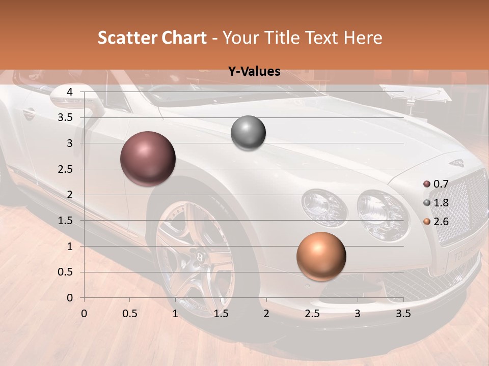 A White Car Is On Display In A Showroom PowerPoint Template