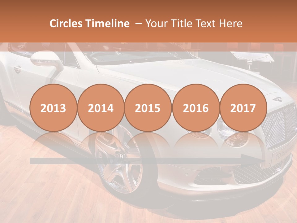 A White Car Is On Display In A Showroom PowerPoint Template