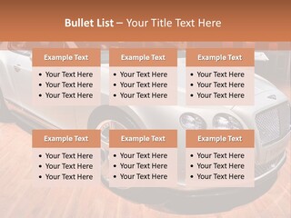 A White Car Is On Display In A Showroom PowerPoint Template