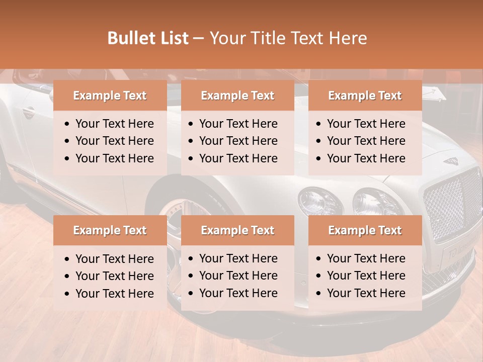 A White Car Is On Display In A Showroom PowerPoint Template