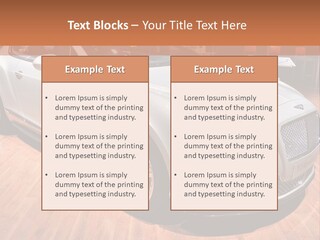 A White Car Is On Display In A Showroom PowerPoint Template