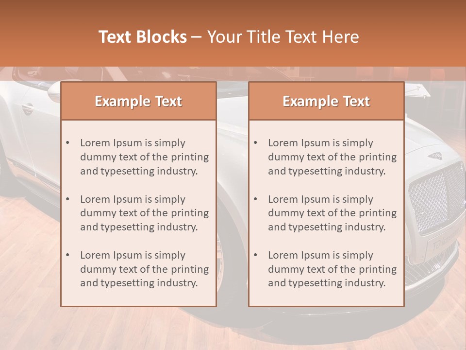 A White Car Is On Display In A Showroom PowerPoint Template