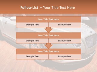 A White Car Is On Display In A Showroom PowerPoint Template