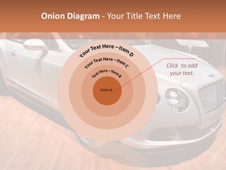 A White Car Is On Display In A Showroom PowerPoint Template